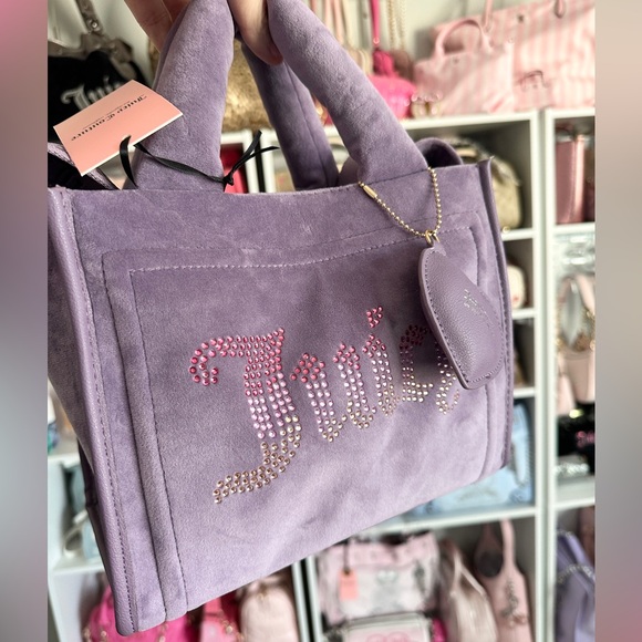 Juicy Couture Handbags - Juicy Couture Velour Big Spender Mini Tote w/ two Crossbody Straps! -Purple